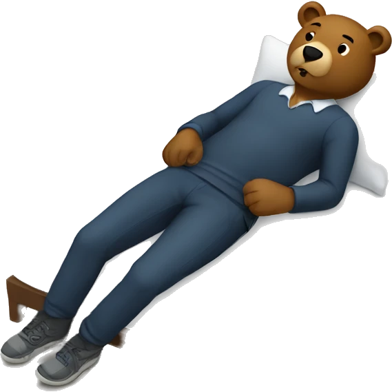 A man lying flat on the ground with a bear sitting on top of him emoji