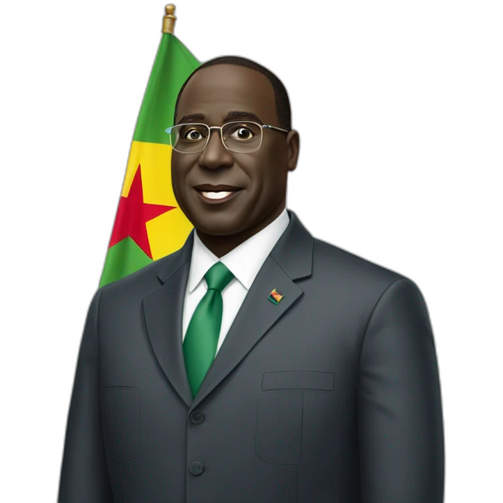 President Macky Sall with the flag of Senegal behind him emoji