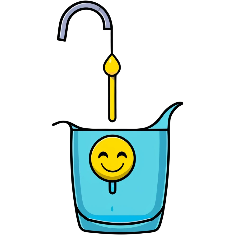 smiley face with water being poured down its throat emoji