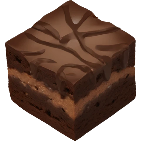 Chocolate brownie isometric view emoji
