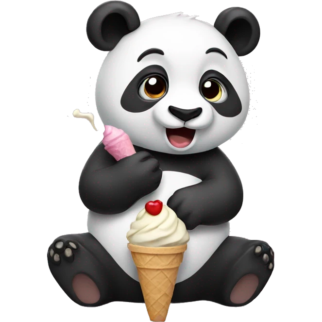Panda eating ice cream emoji