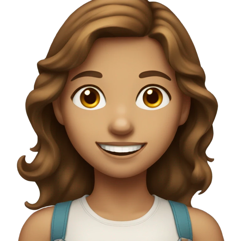 smiling girl with brown hair emoji