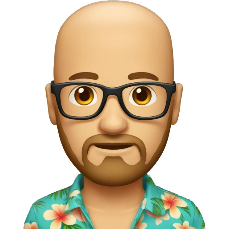 a man with a beard but no hair, wearing round glasses and a Hawaiian shirt emoji