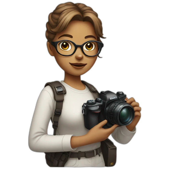 cat girl with a camera in glasses emoji