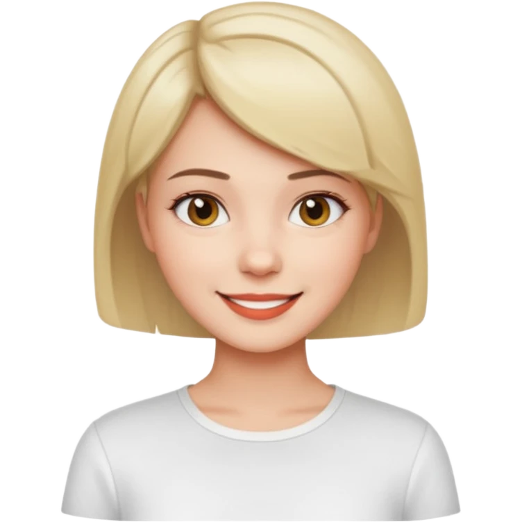 Gadis cantik, rambut pendek, baju putih emoji