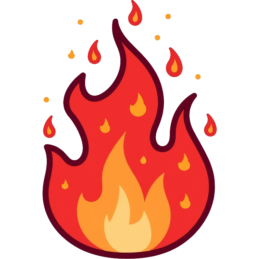 bright red flames, fire with intense red color emoji