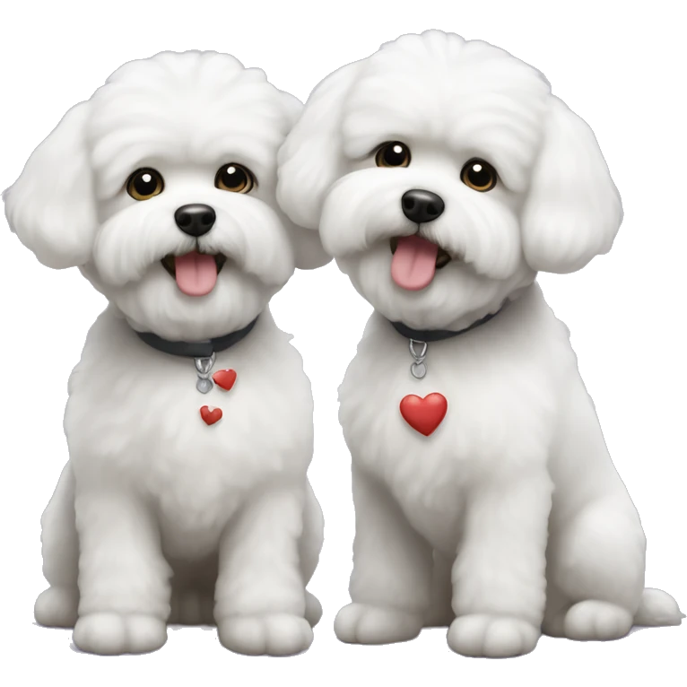 Two bichon dogs in love  emoji