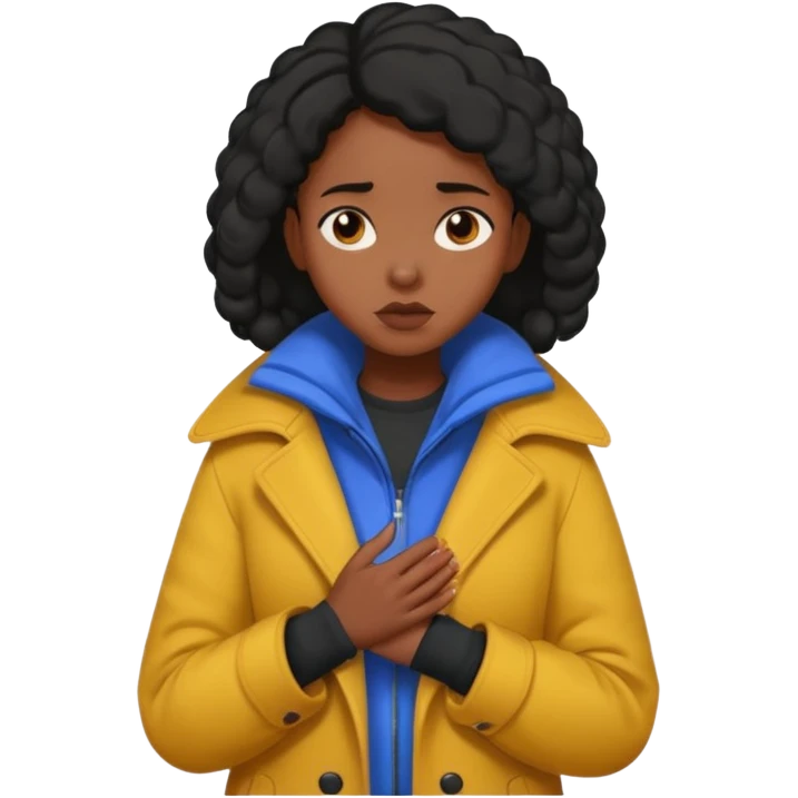 Black girl who is freezing cold emoji