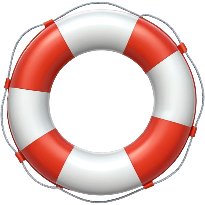 lifebuoy object icon, red and white float ring, glossy plastic texture, pool safety equipment, 3D cartoon, mobile game icon style, centered, clean background, no text, no watermark
 emoji