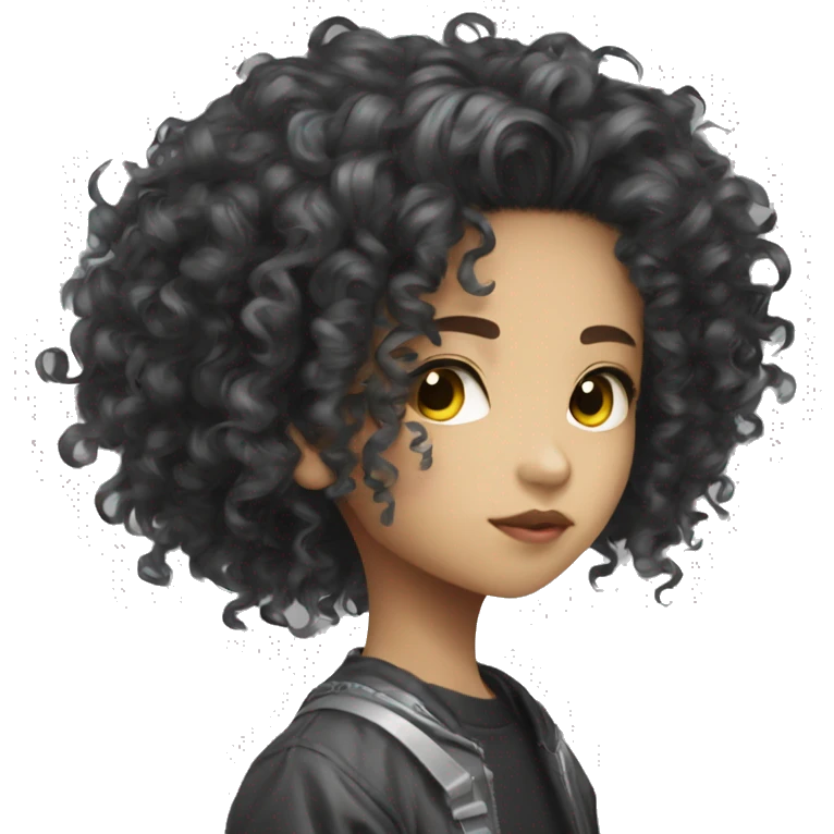 Curly Hair Cyberpunk Young Asian Mana Xr emoji