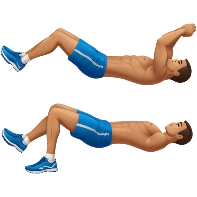 side-view of guy doing decline abdominal Crunches with sixpack emoji