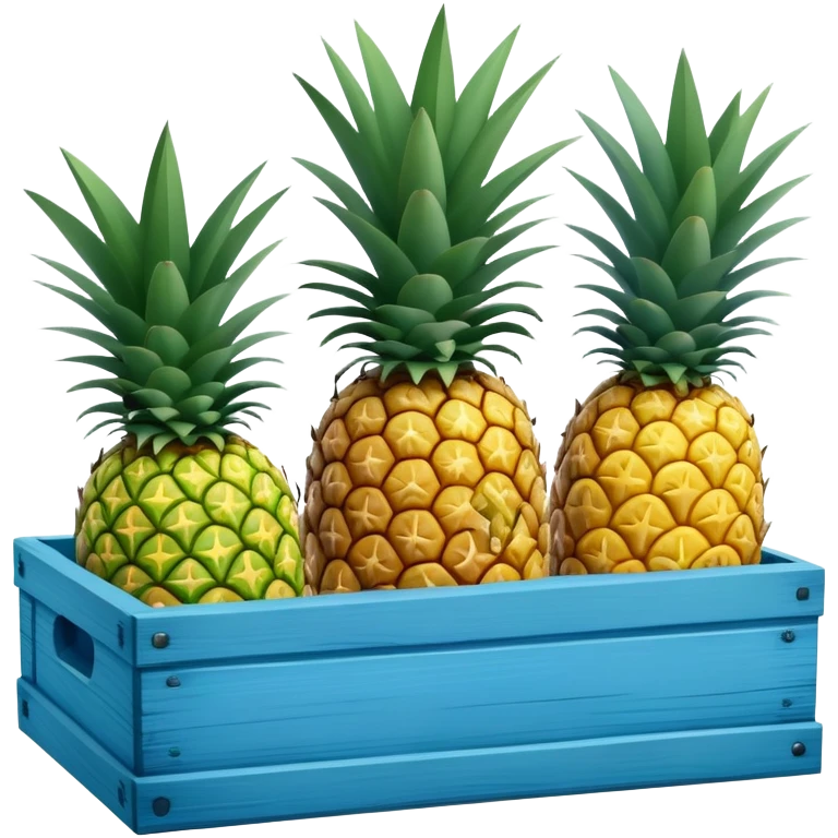 pineapples in a blue wooden container emoji