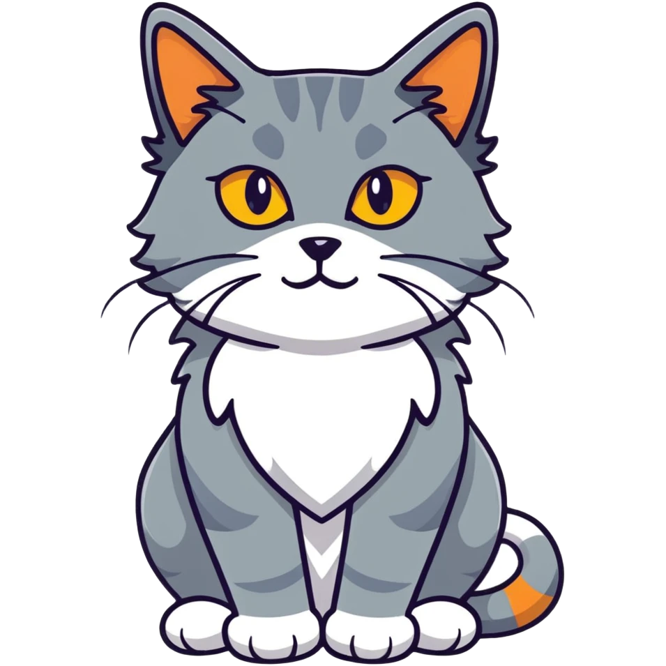 blue-gray maine coon cat with yellow eyes emoji