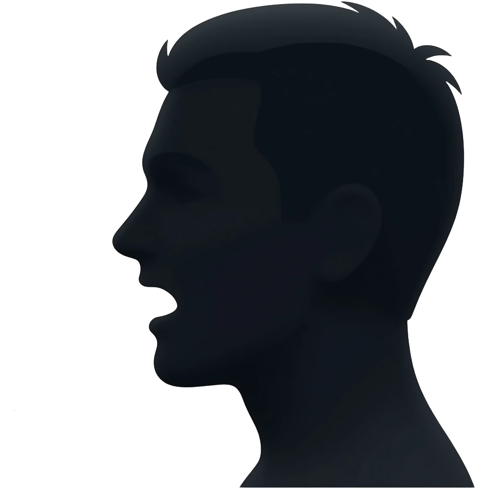 haz la silueta de una persona de lado (tipo sombra) que le salga lineas  de la boca como si estuviera hablando emoji