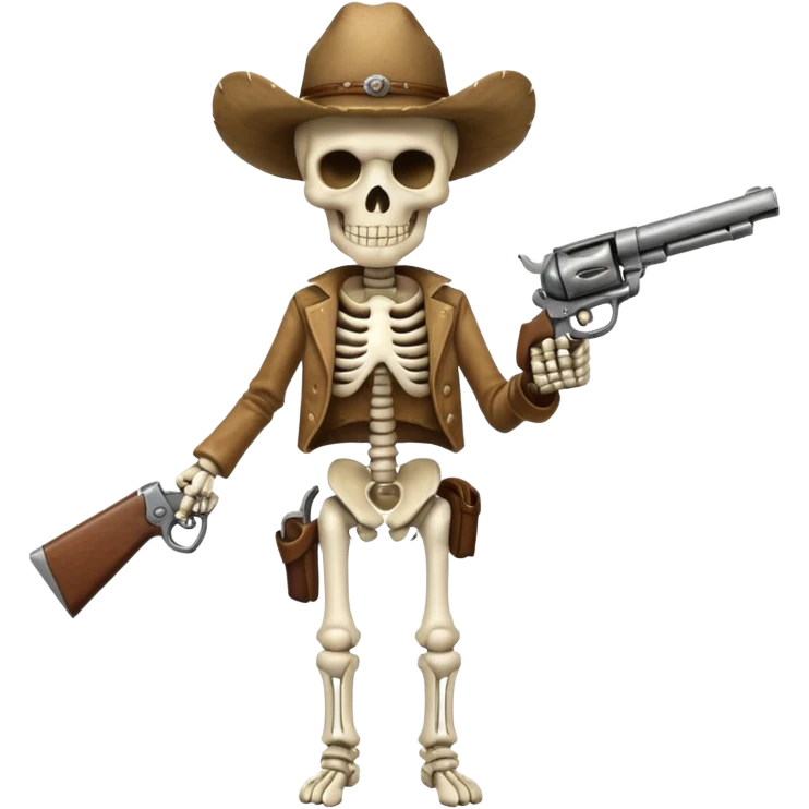 White Cowboy with a revolver skeleton emoji