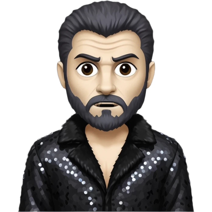 The Wolf Man from Universal Monsters with dark brown fur, black sequin outfit emoji