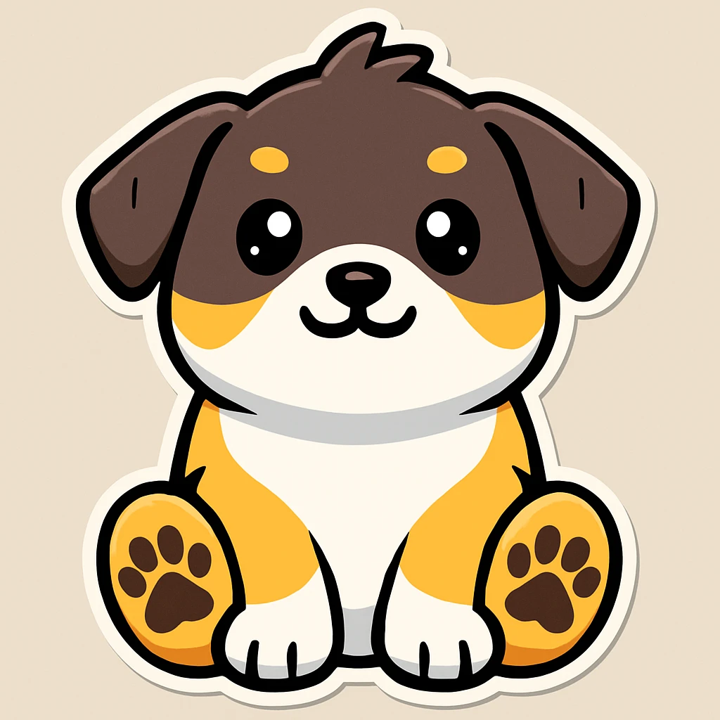 Make the paw print dark brown in cartoonish stickers emoji