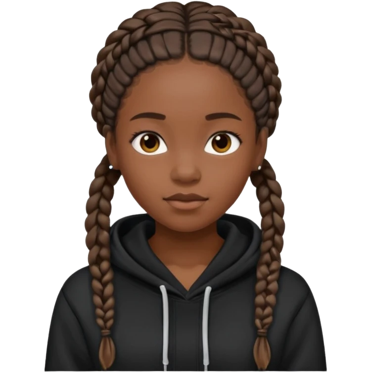 black girl with braids in a black hoodie emoji