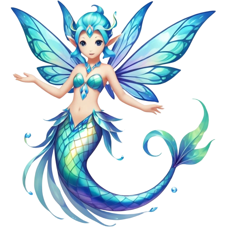 Elemental water-fairy-type magical colorful exotic animesque Pokémon-Fakémon-animal-creature emoji