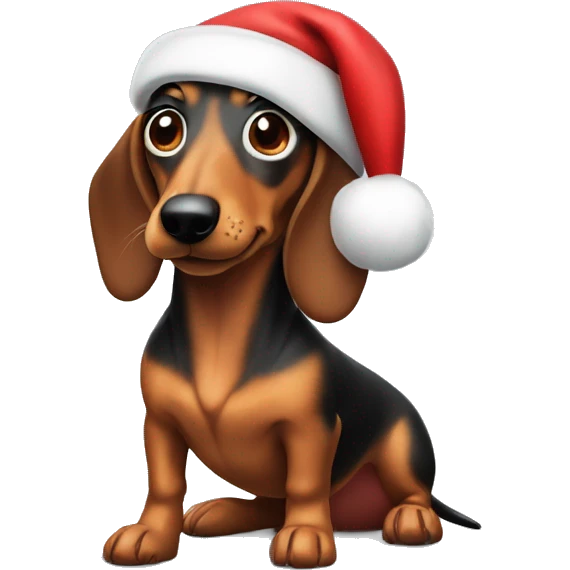 Wiener dog with Santa clause hat emoji