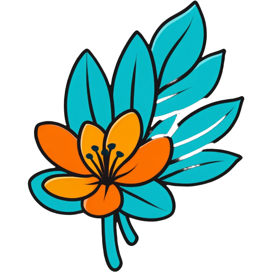 vibrant tropical flower with teal and orange colors emoji