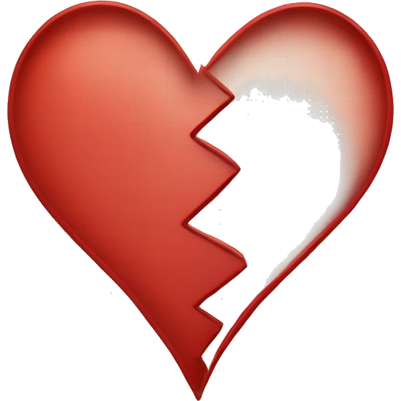 half heart red, other half just transparent and dotted boundary line emoji