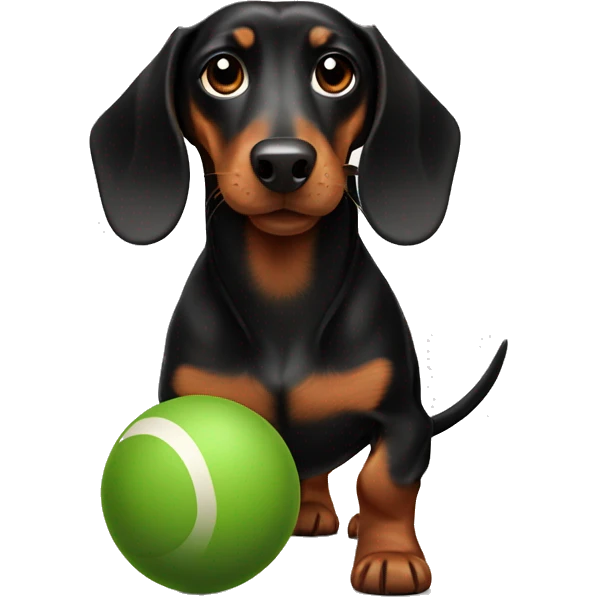 Black and brown dachshund playing bowls emoji