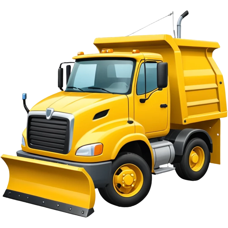 Snowplow truck yellow side view white driver emoji