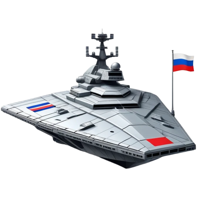 Giant star destroyer style Russian spacecraft with flag pattern on hull emoji