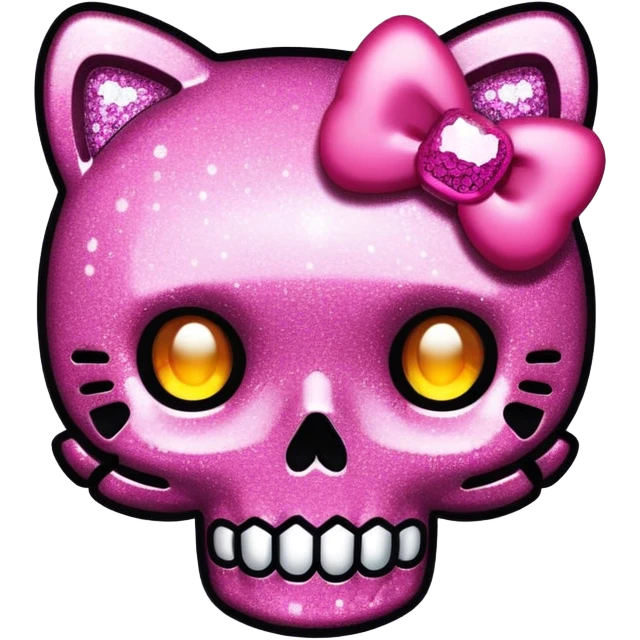 Glitter skull hello kitty emoji