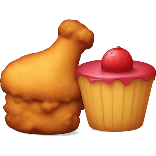 Fried chicken and sweet cake, minimalistic emoji