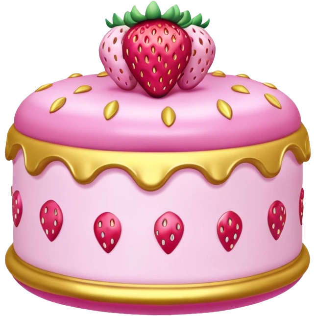 gold rococo pink inflatable puffy strawberry cake emoji
