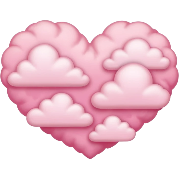Dreamy pink aesthetic clouds with hearts emoji