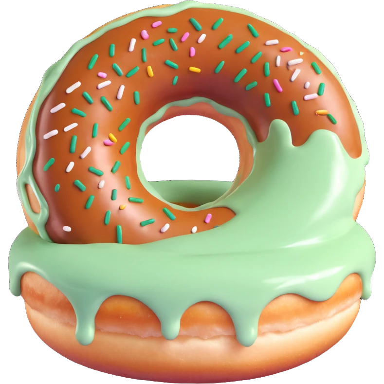 donut with green cream glazing, visually appealing, focus on the green glaze texture, no text emoji