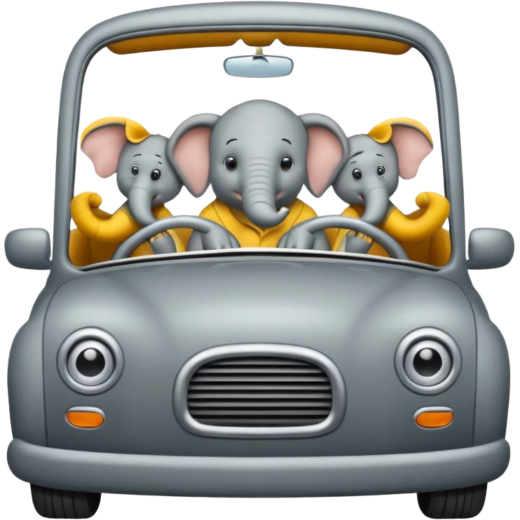Elephants driving a car emoji