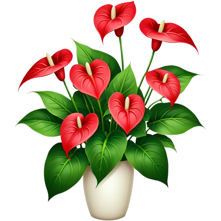 luxuriant, big bouquet Anthurium, stem, leaf emoji