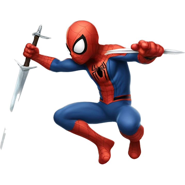 Spider-man with a BIG SWORD in a fighting pose emoji