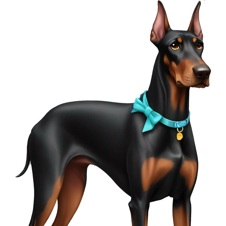 male doberman with a bow emoji