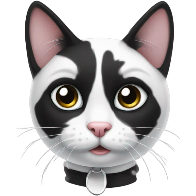 Black and white cat with black face emoji