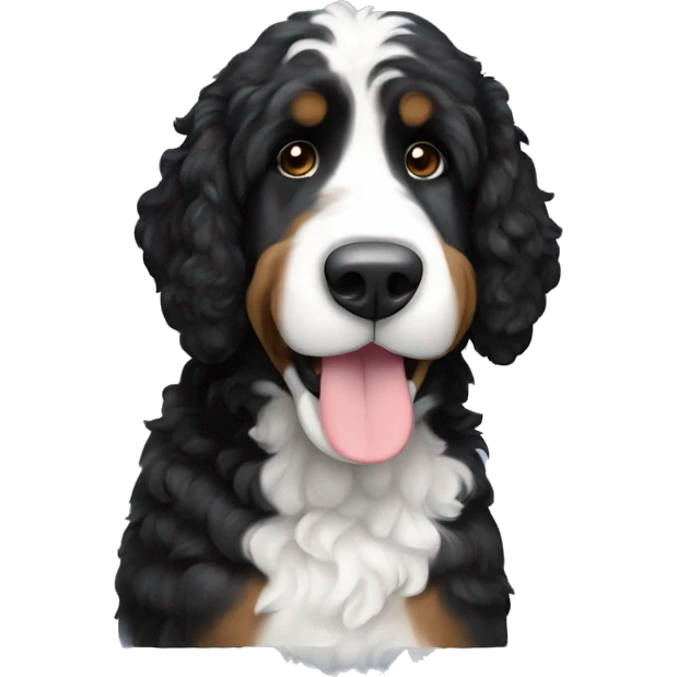 tall black and white f1 bernedoodle emoji