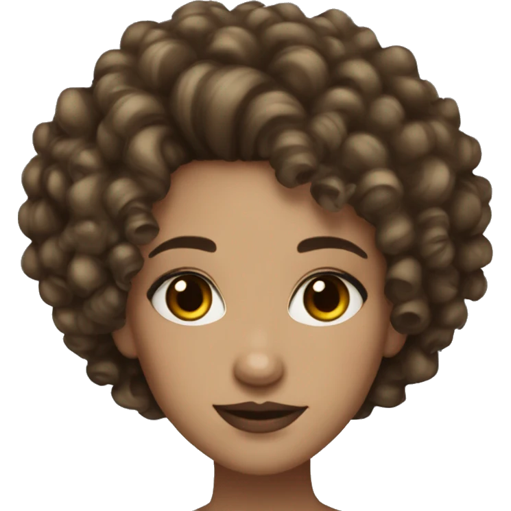 pretty light skin girl emoji with lashes and makeup dark curly hair brown eyes emoji