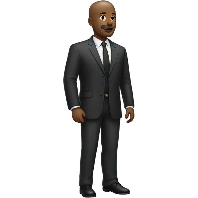 Black bald man on stage emoji