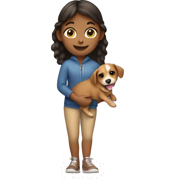 girl holding dog emoji