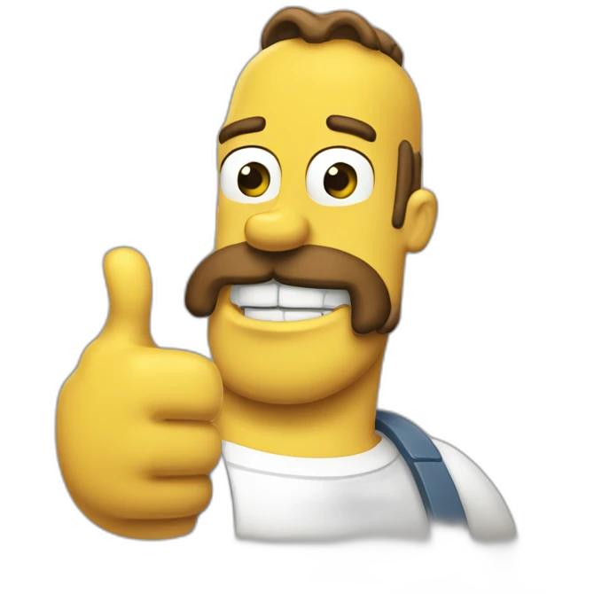 homer fat thumbs up with beard and moustaches emoji