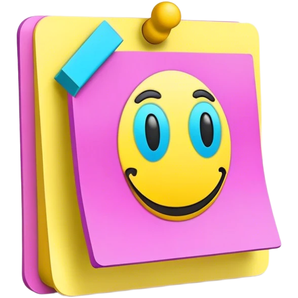 3D, psychedelic colored hippie style sticky note emoji