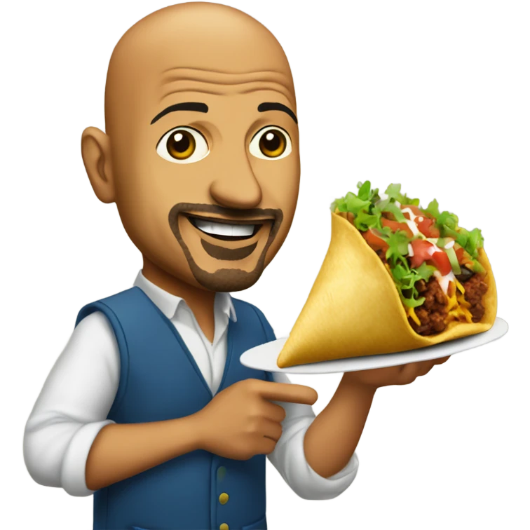 stand up comedian maz jobrani holding a taco emoji