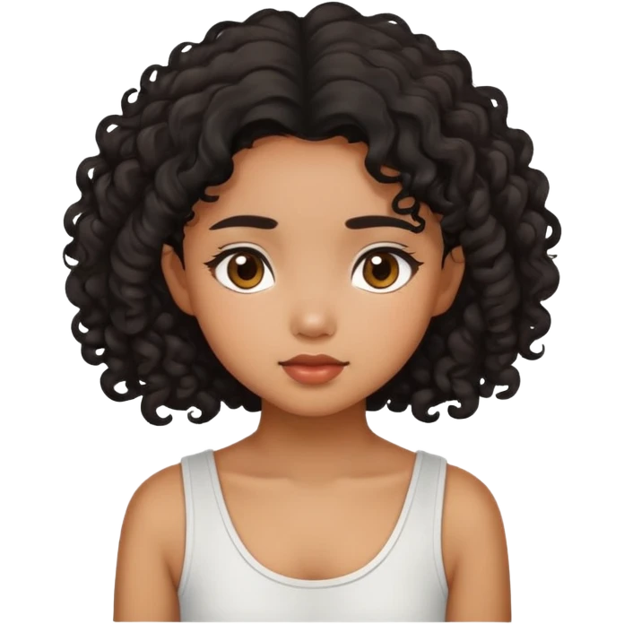 emoji of a thai girl not light skin with curly hair and she's introvert emoji