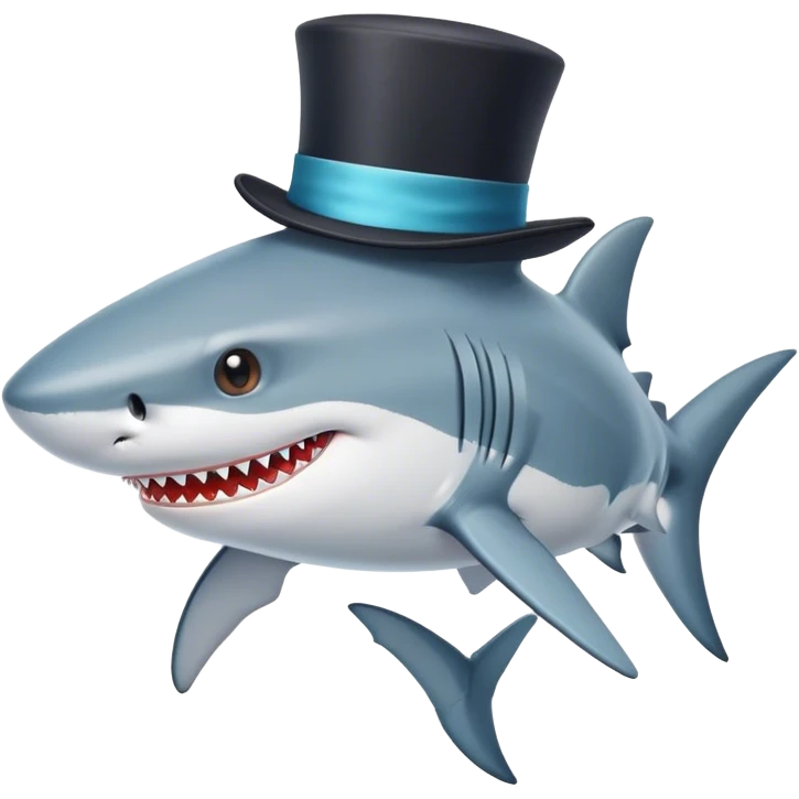 Shark with a top hat minilove emoji