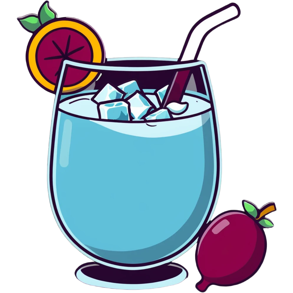 frozen sangria with lots of ice cubes, very cold, icy, with fruit pieces and wine emoji