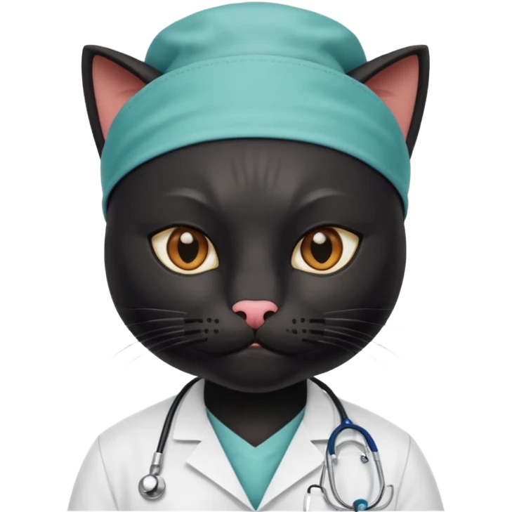 black doctor cat, surgeon mask emoji